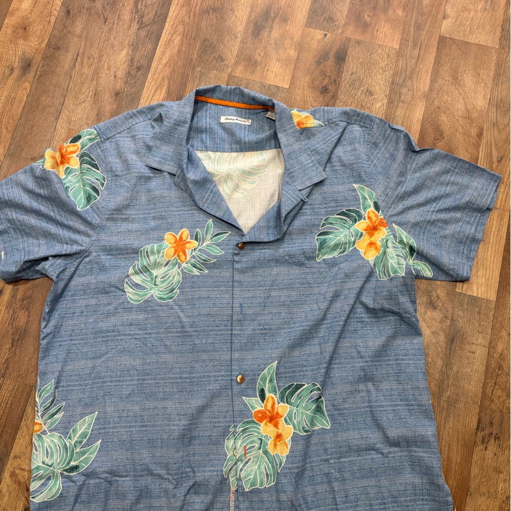 Tommy Bahama XXXL Silk Button Down- Hawaiian light blue